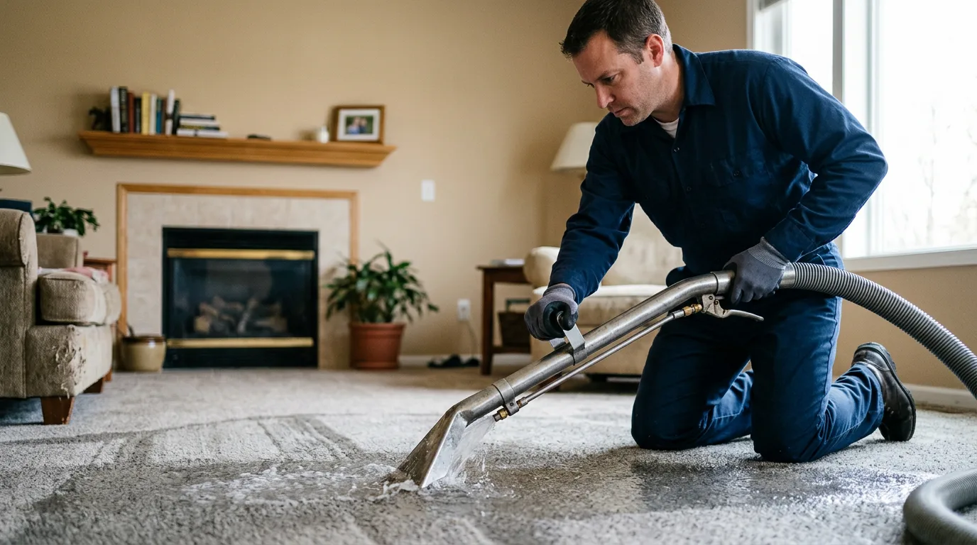 Water damage restoration technician working near Algoma, WI